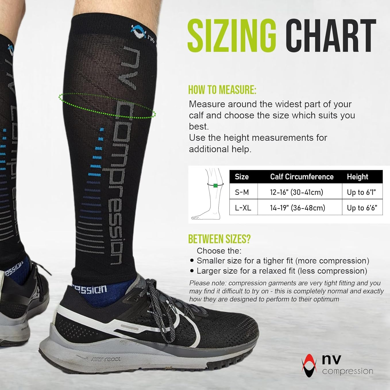NV Compression Race and Recover Calf Sleeves (Pair) Black/Blue