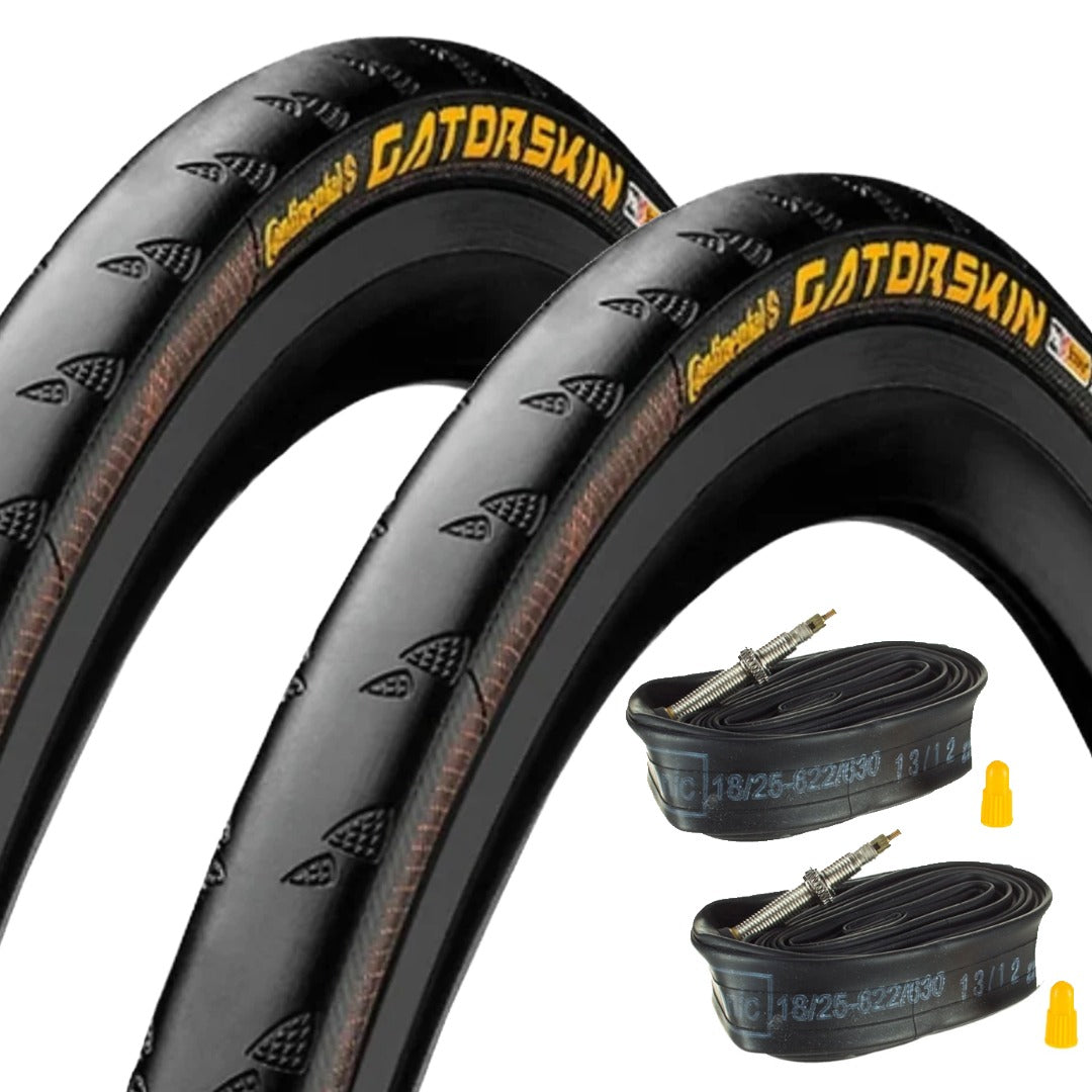 PAIR of Continental GatorSkin Folding Tyres 700 x 23mm PLUS Inner Tubes