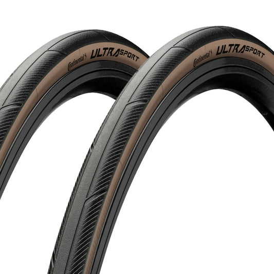 PAIR of Continental Ultra Sport III - Folding Tyres 700x28 Black/Brown