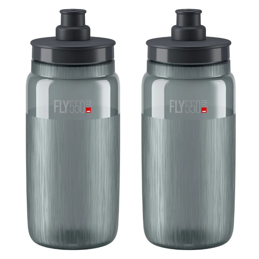 2 x Elite Fly Tex Water Bottles - Smoke 550ml