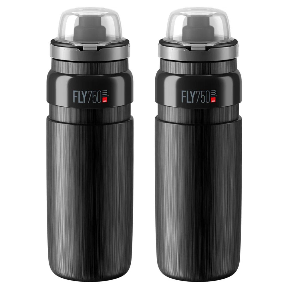 2 x Elite Fly Tex MTB Water Bottles - Black 750ml