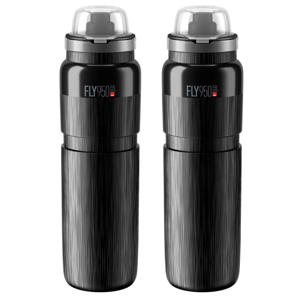 2 x Elite Fly Tex MTB Water Bottles - Black 950ml