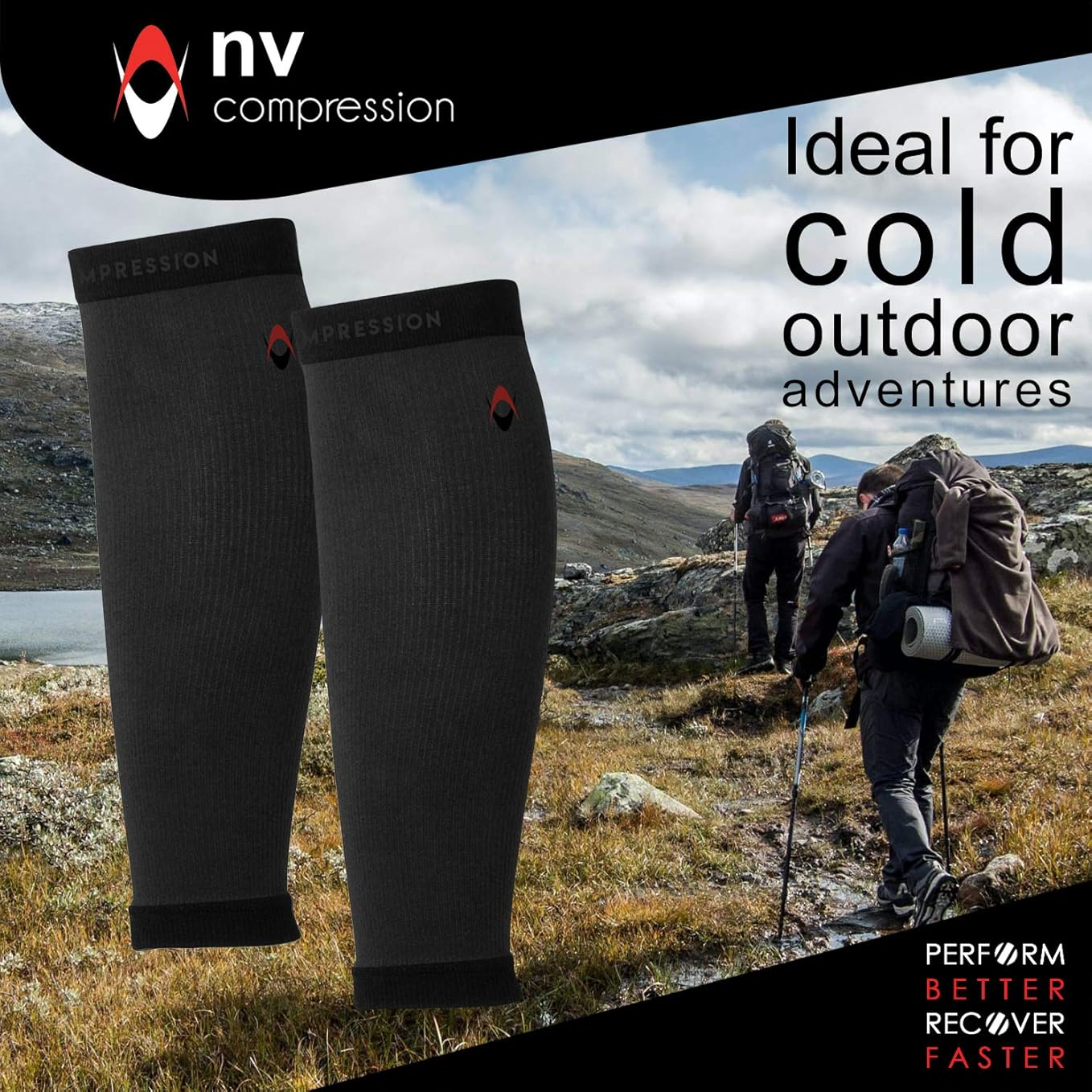 NV Compression Merino Wool Winter Calf Compression Sleeves