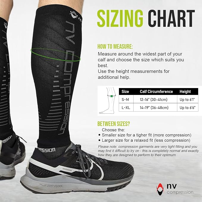 NV Compression Race and Recover Calf Sleeves (Pair) Black/Grey