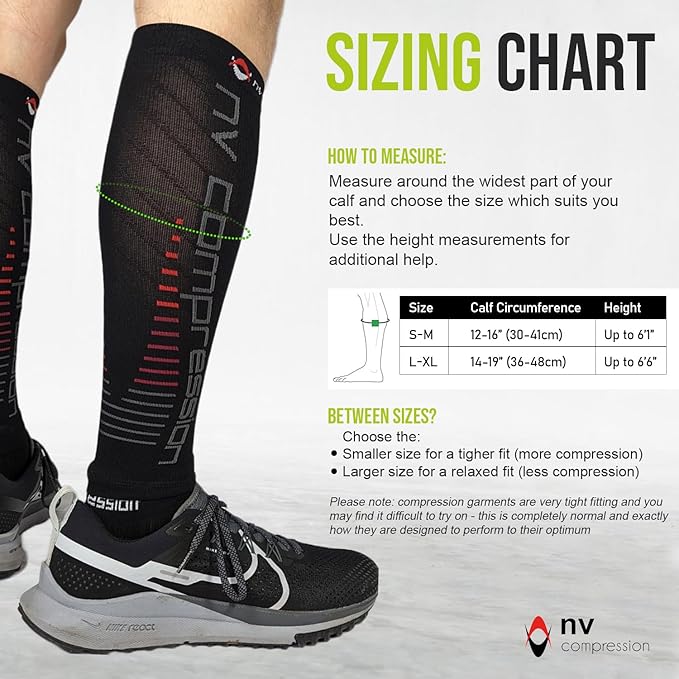 NV Compression Race and Recover Calf Sleeves (Pair) Black/Red