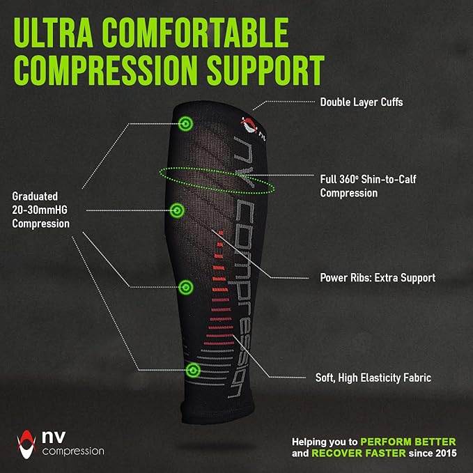 NV Compression Race and Recover Calf Sleeves (Pair) Black/Red