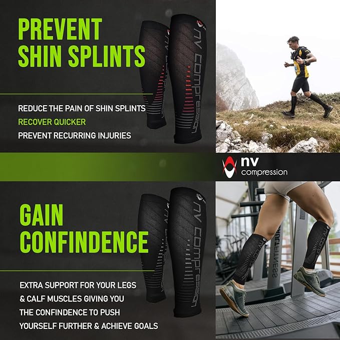 NV Compression Race and Recover Calf Sleeves (Pair) Black/Red