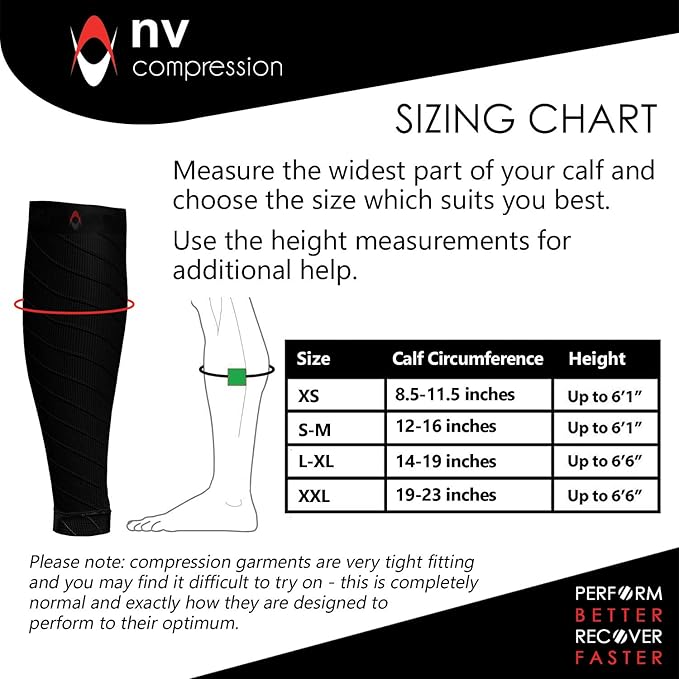 NV Compression Race and Recover Calf Sleeves (Pair) Solid Black