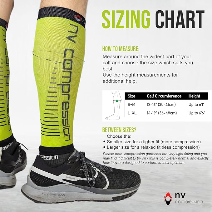 NV Compression Race and Recover Calf Sleeves (Pair) Fluoro Yellow