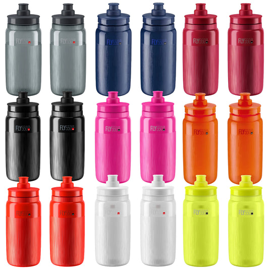 2 x Elite Fly Tex Water Bottles - Choice of Colours 550ml