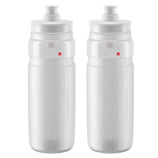 2 x Elite Fly Tex Water Bottles - Clear 750ml