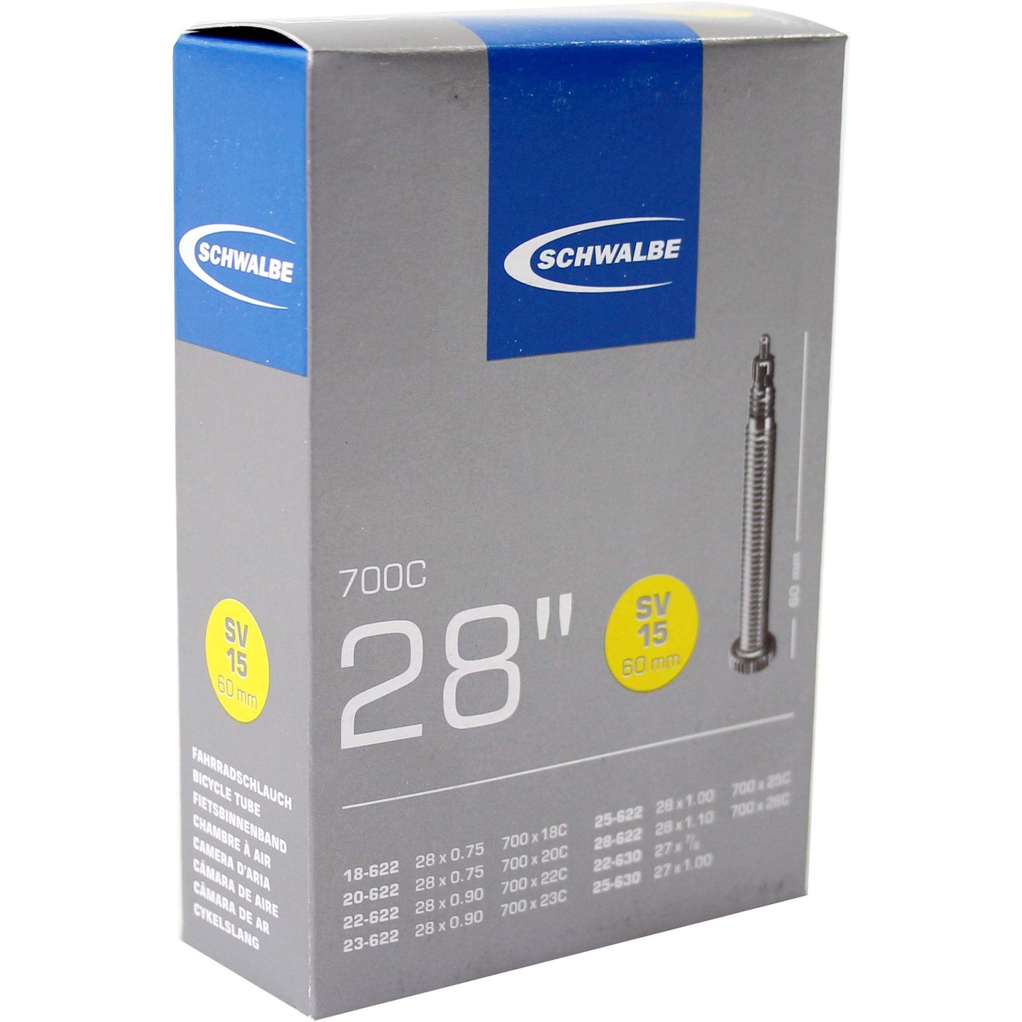 Schwalbe SV15 Road Inner Tube 28" - Presta - 700x18/28 60mm