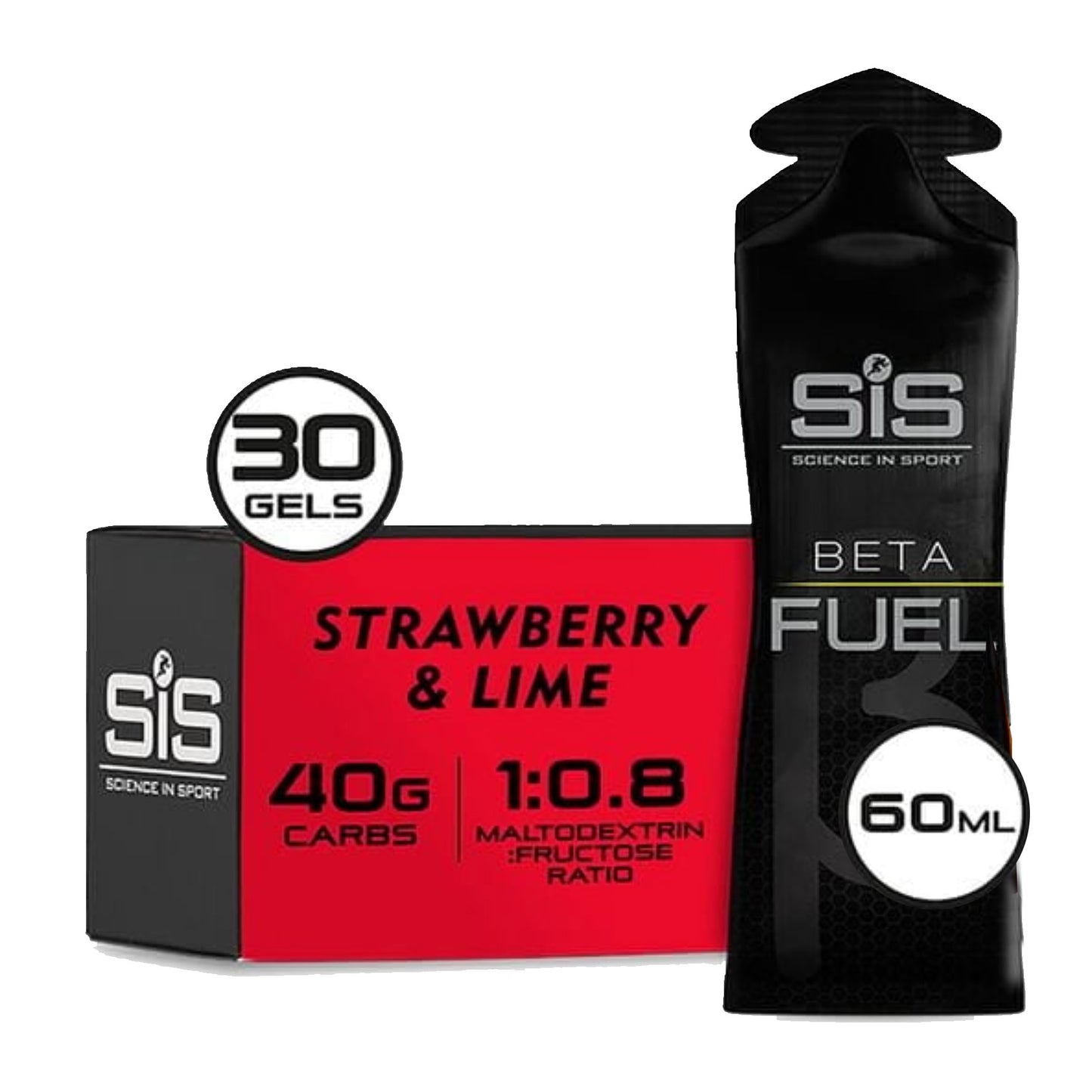SIS Beta Fuel Energy Gel - Box of 30 Gels - Strawberry & Lime