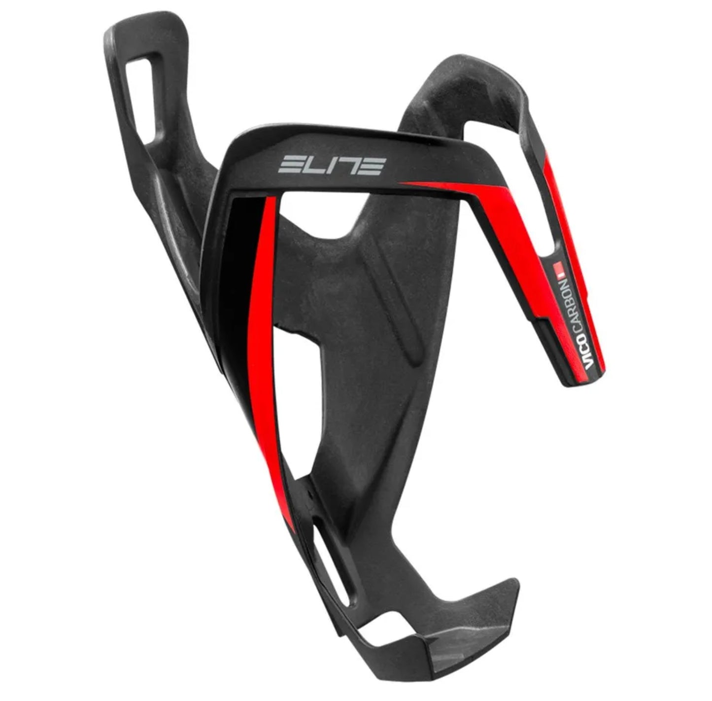 Elite Custom Vico Carbon Bottle Cage - Matt Black / Red