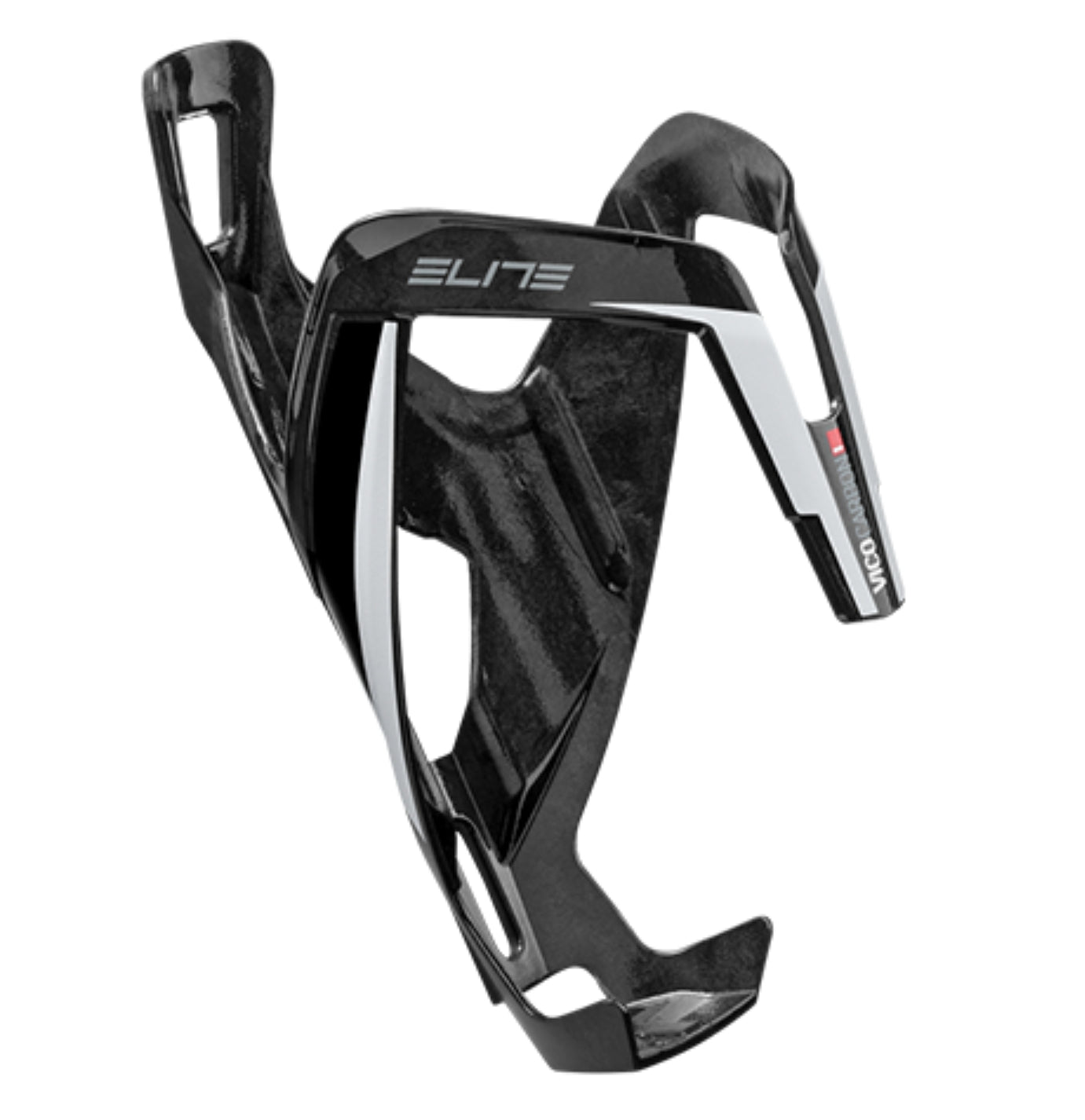 Elite Custom Vico Carbon Bottle Cage - Gloss Black / White