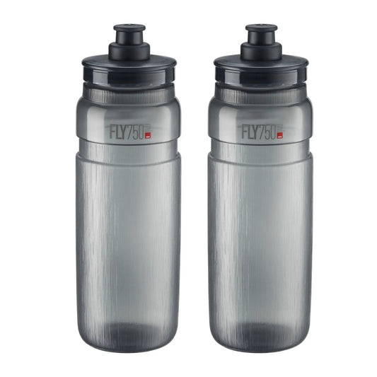 2 x Elite Fly Tex Water Bottles - Smoke 750ml