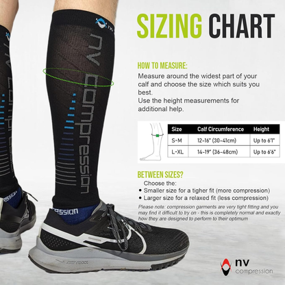 NV Compression Race and Recover Calf Sleeves (Pair) Black/Blue