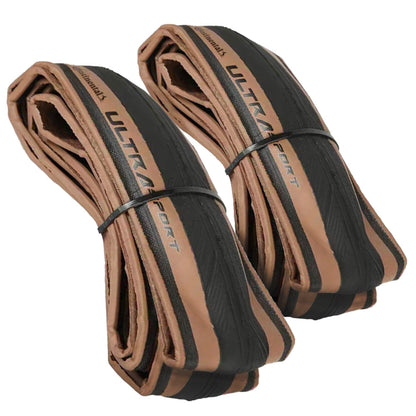 PAIR of Continental Ultra Sport III - Folding Tyres 700x28 Black/Brown