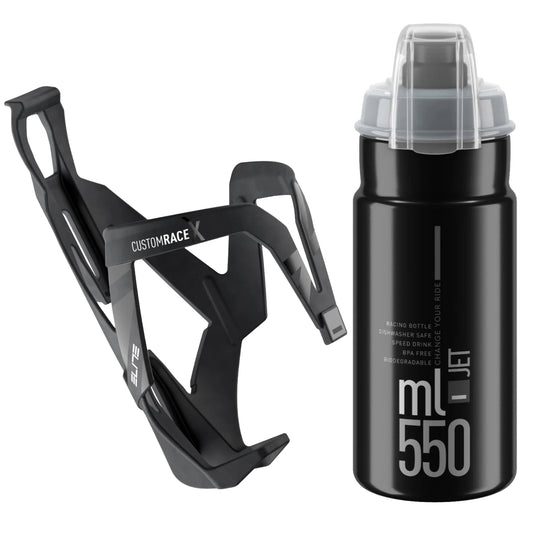 Elite Custom Race Cage (Stealth) & Jet Plus 550ml Bottle (Black)
