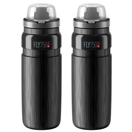 2 x Elite Fly Tex MTB Water Bottles - Black 750ml