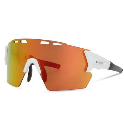 Madison Stealth Gloss White Sunglasses - 3 Lens Pack - Fire Mirror / Amber / Clear