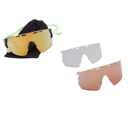 Madison Stealth Gloss White Sunglasses - 3 Lens Pack - Fire Mirror / Amber / Clear