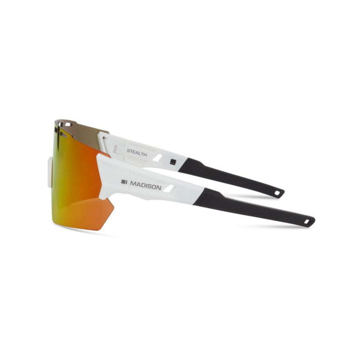 Madison Stealth Gloss White Sunglasses - 3 Lens Pack - Fire Mirror / Amber / Clear