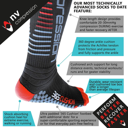NV Compression 365 Long Cushion Socks Black/Red