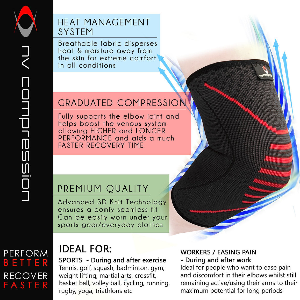 NV Compression Elbow Supports - PAIR