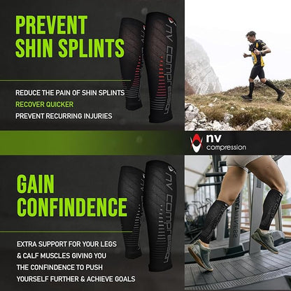 NV Compression Race and Recover Calf Sleeves (Pair) Black/Blue