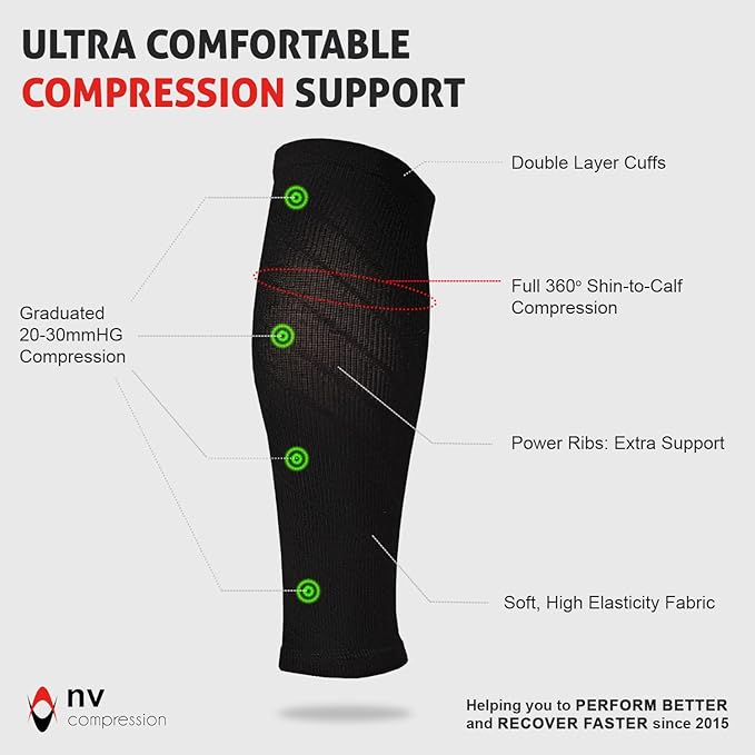 NV Compression Race and Recover Calf Sleeves (Pair) Solid Black