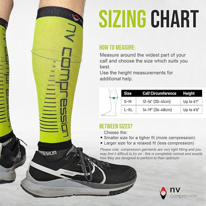 NV Compression Race and Recover Calf Sleeves (Pair) Fluoro Yellow