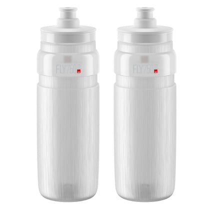 2 x Elite Fly Tex Water Bottles - Clear 750ml