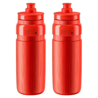 2 x Elite Fly Tex Water Bottles - Red 750ml