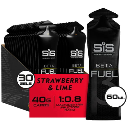 SIS Beta Fuel Energy Gel - Box of 30 Gels - Strawberry & Lime