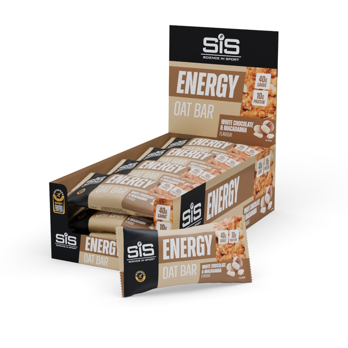 SIS Energy Oat Bar - Box of 12 Bars - White Chocolate Macadamia