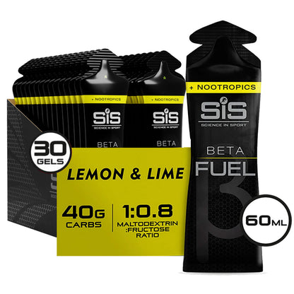 SIS Beta Fuel Energy Gel +Nootropics - Box of 30 Gels - Lemon & Lime