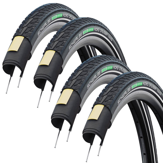 2 X PAIRS Schwalbe Road Cruiser K-Guard - Rigid Tyre 16x1.75 (4 Tyres)