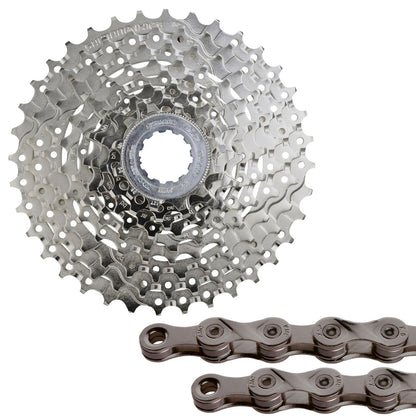 Shimano HG400 9 Speed Cassette PLUS KMC X9 Grey Chain