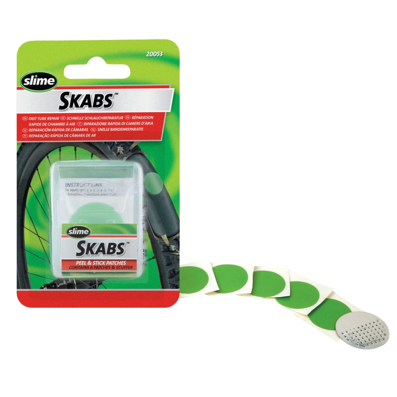 Slime Skabs 6 Pre-glued Puncture Repair Patch Kit